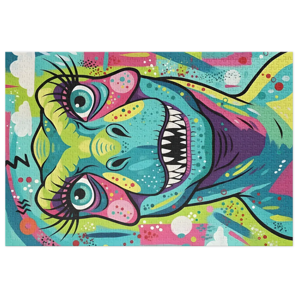Neon Dino Portrait | Jigsaw Puzzles