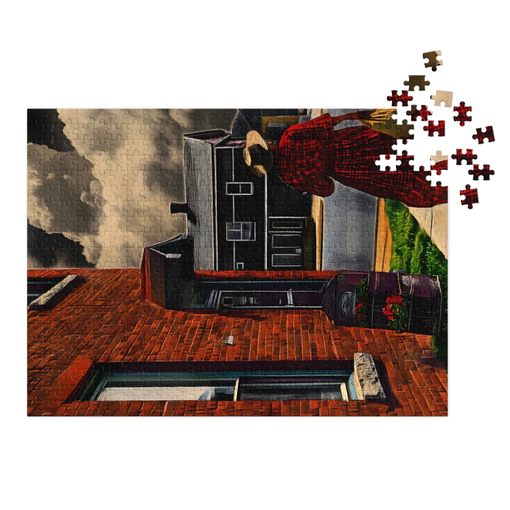 Woman on Red Brick Street | Jigsaw Puzzles