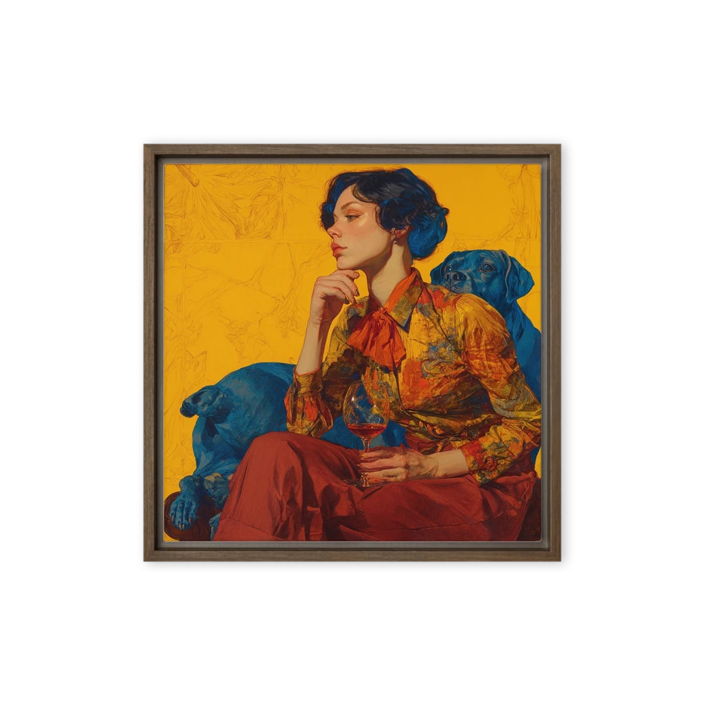 Woman with Blue Dogs | Art Print