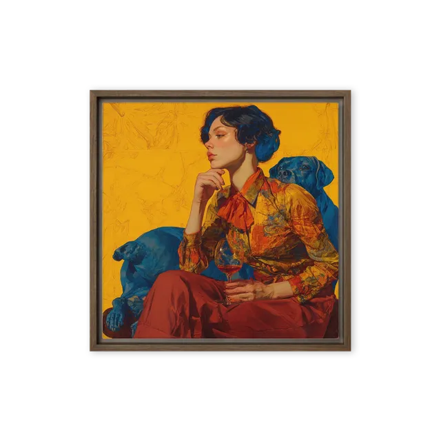 Woman with Blue Dogs | Art Print