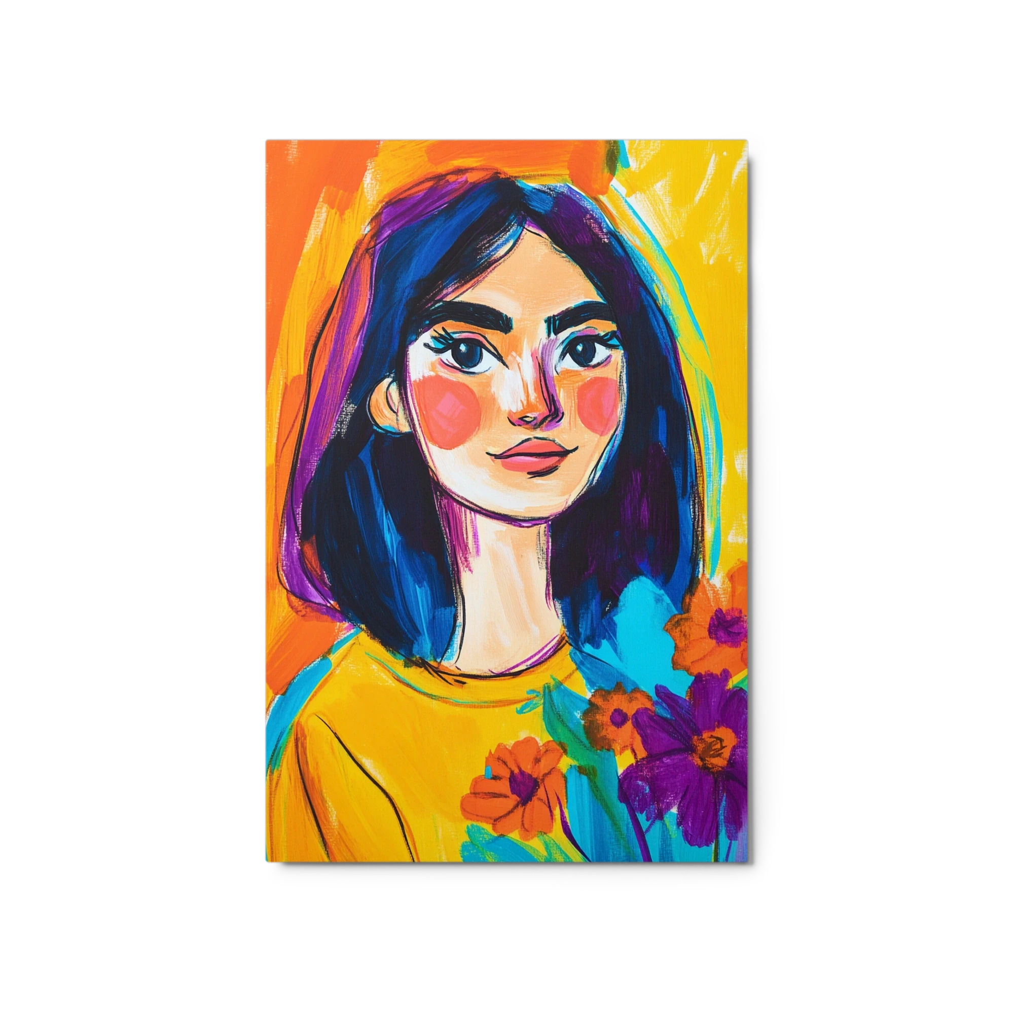 Colorful Portrait of a Woman with Flowers
