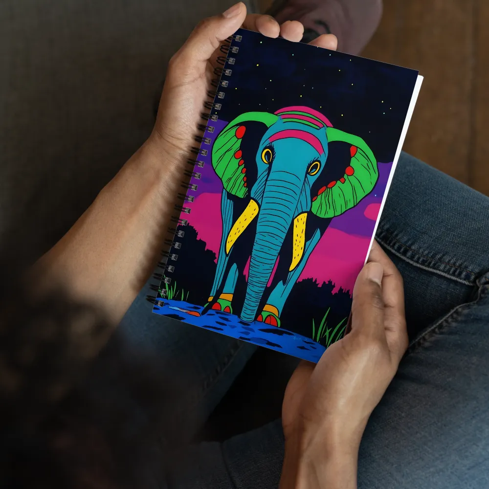 Neon Night Elephant 
 Spiral Notebook | 140 pages