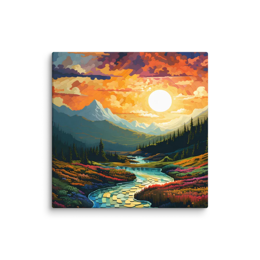 Stained Glass Mountain Sunset 
 Canvas | 30″x 30″
