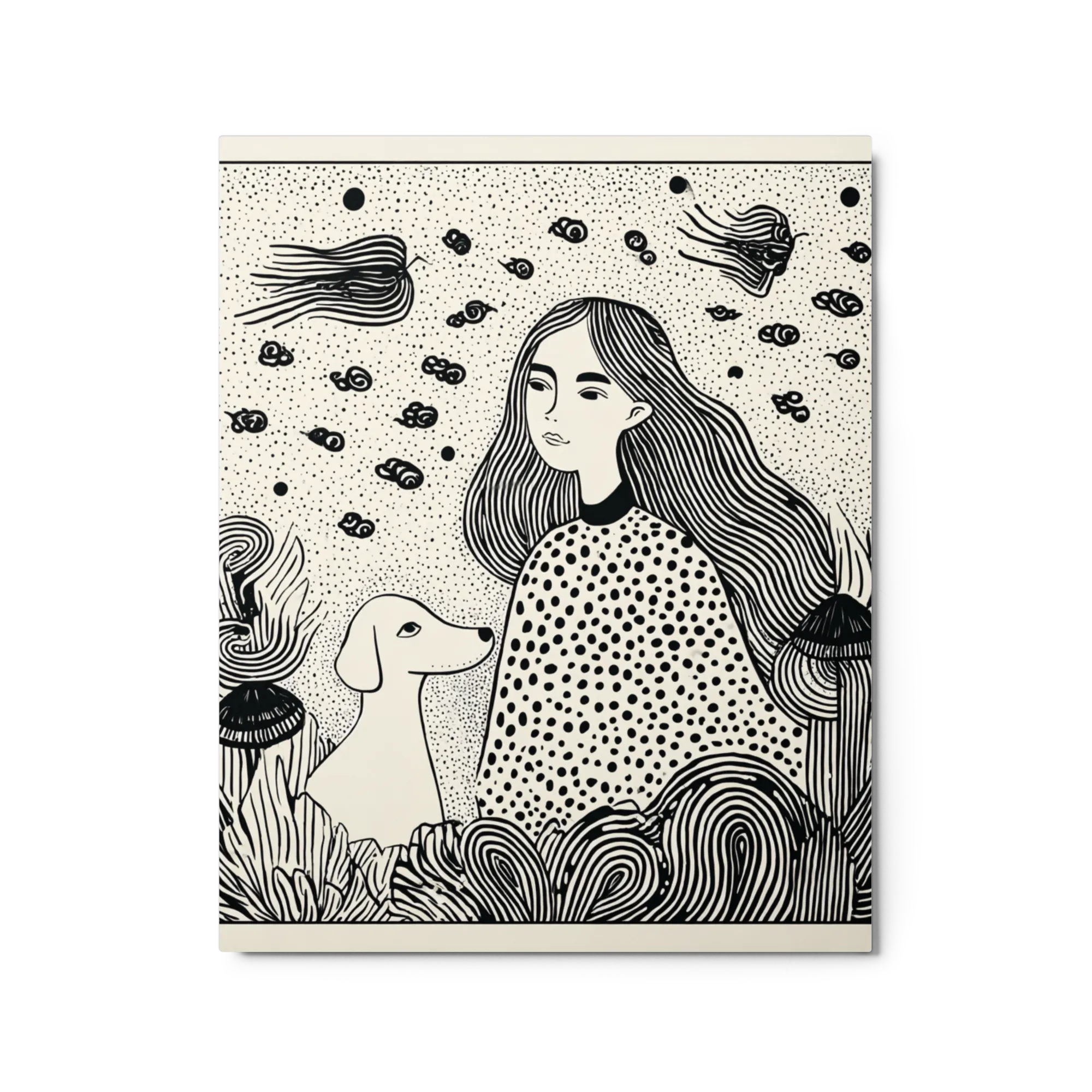 Girl and Dog in Whimsical Forest