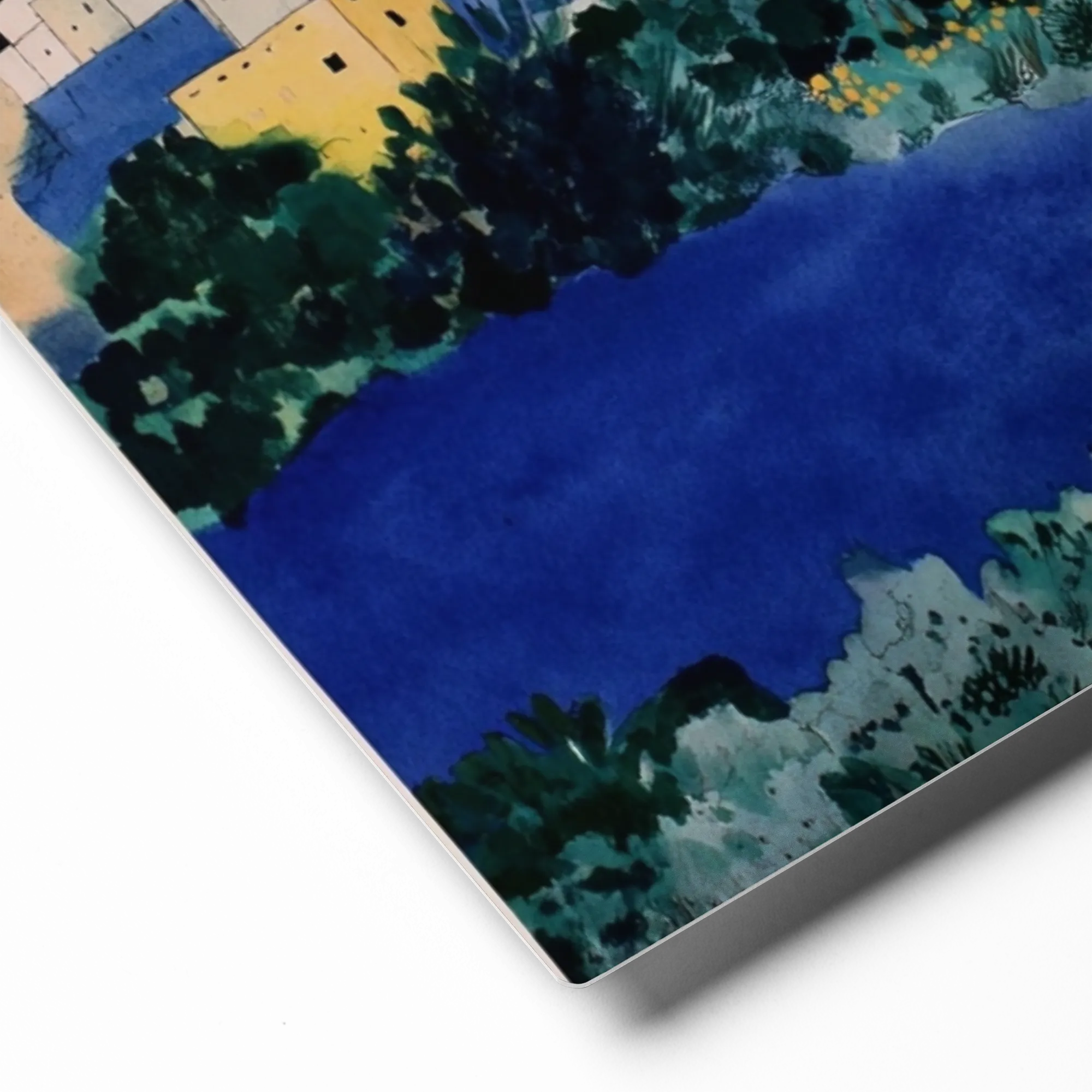 Hillside Village by the Water | Art Print