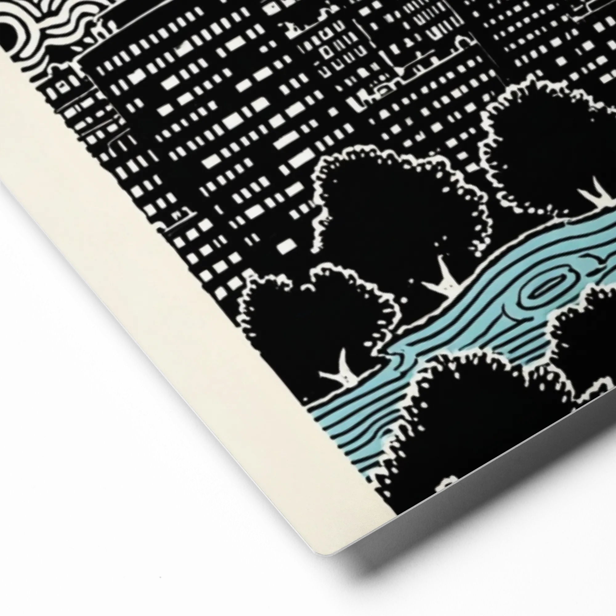 Graphic City Skyline and Yellow Sun | Art Print