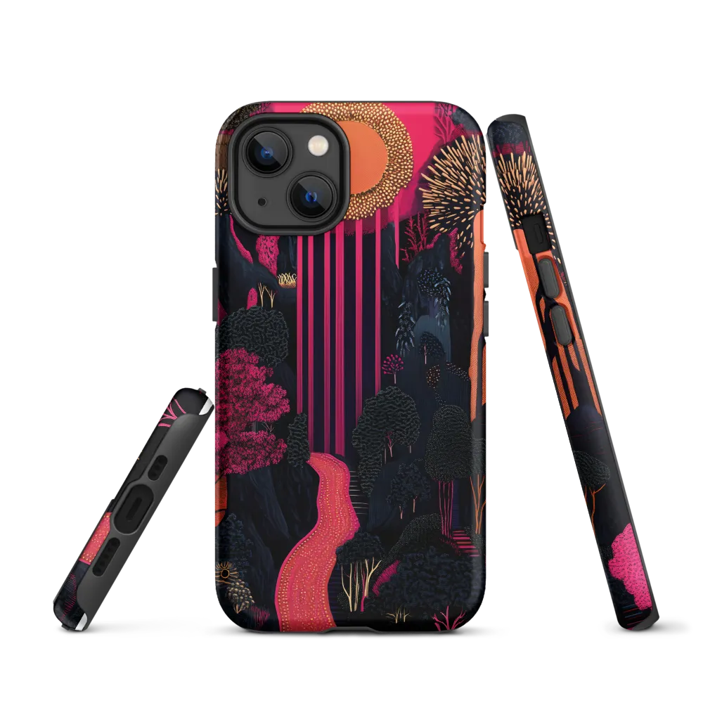 Neon Sun in Magenta Forest | Phone Case