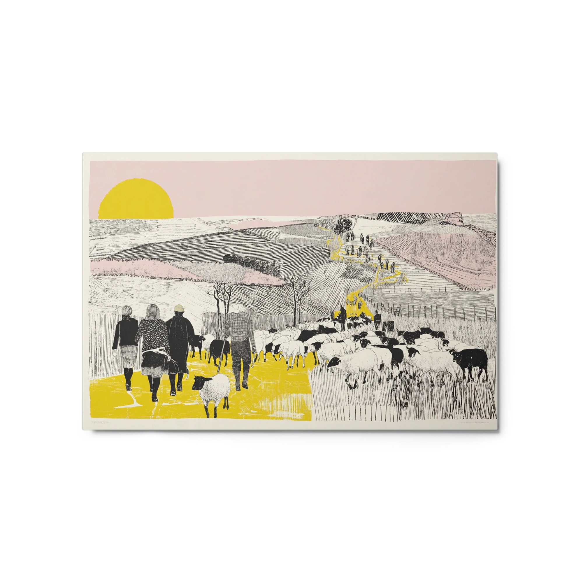 Pastoral Sheep Herd at Sunset