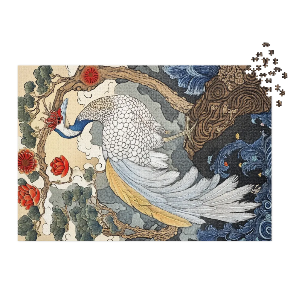 Majestic Peacock with Flowers | Jigsaw Puzzle (252/520 pieces)