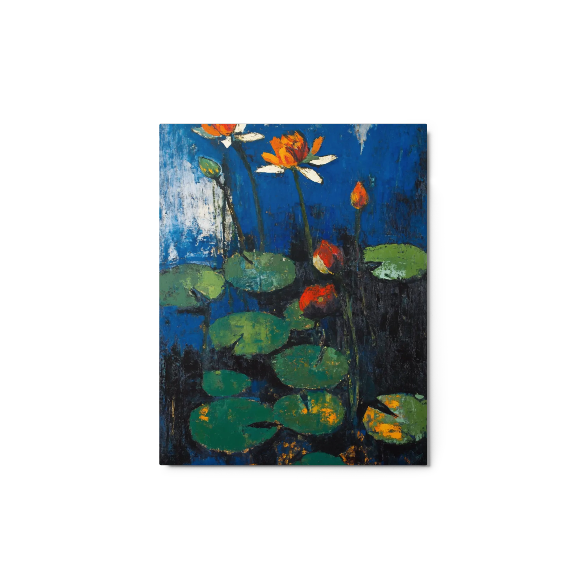 Water Lilies on Dark Blue