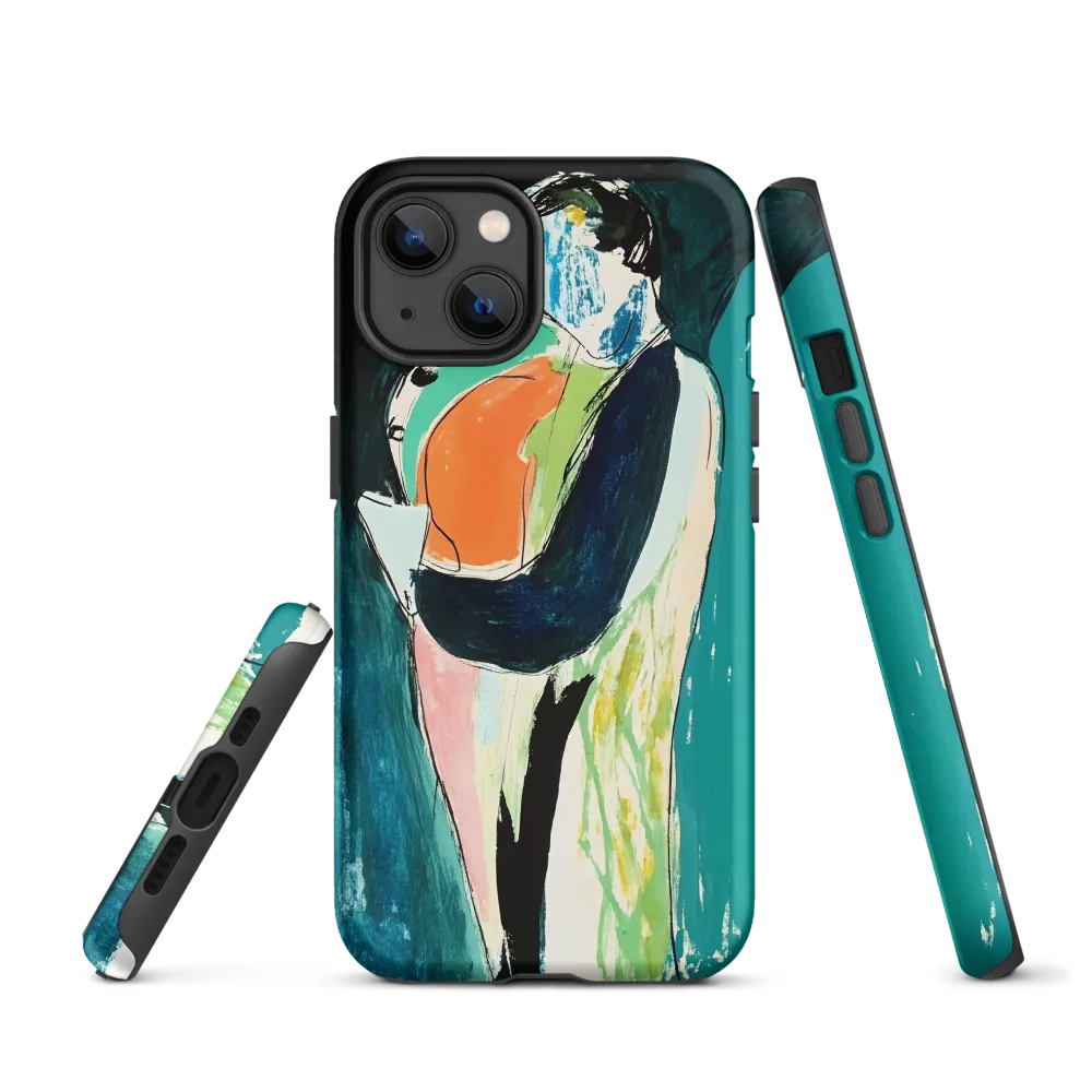 Abstract Figure Holding Circular Object | Phone Case