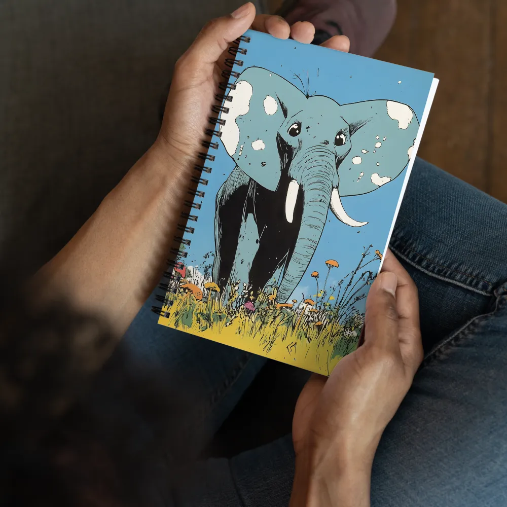Whimsical Blue Elephant in Bloom