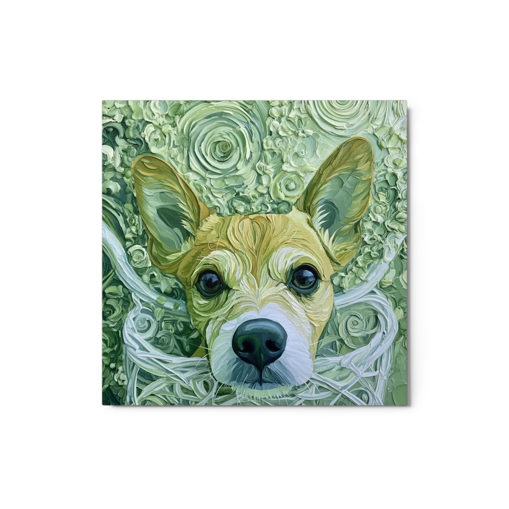 Swirling Green Dog Portrait | Art Print