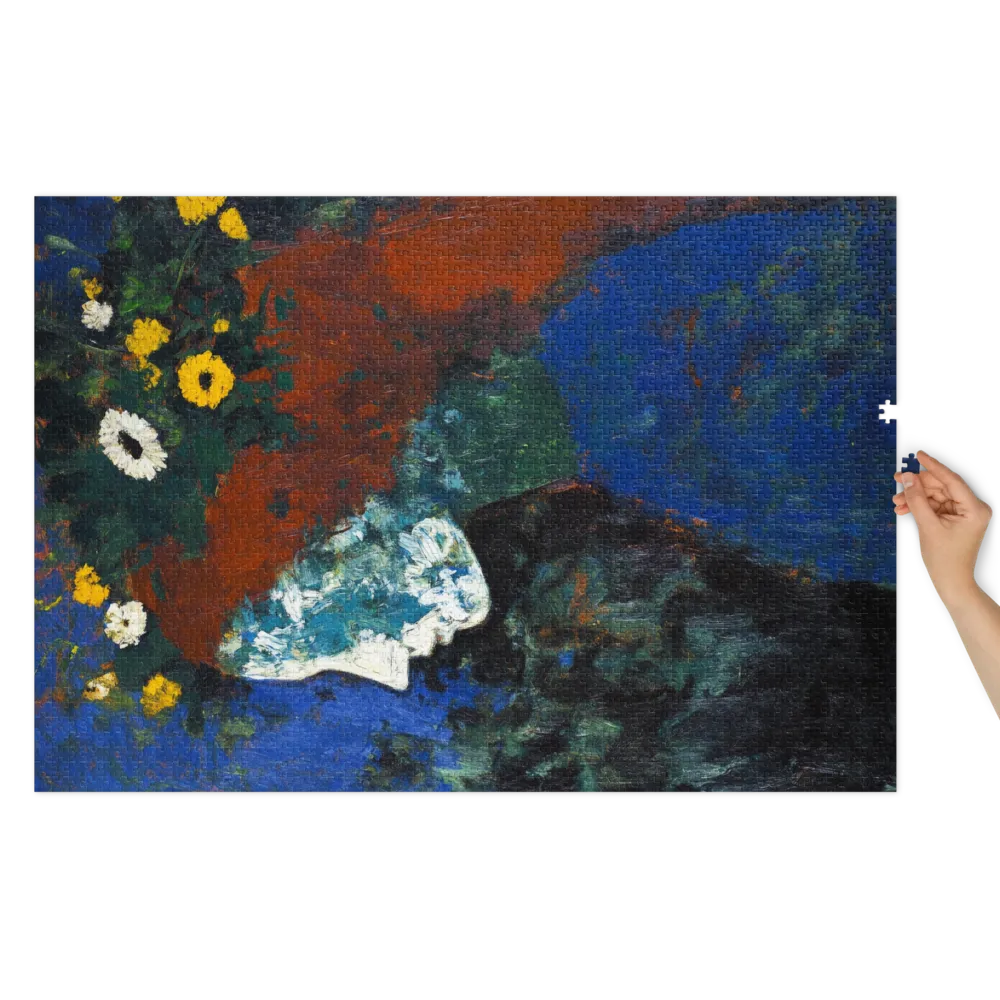 Profile of a Woman with Floral Crown | Jigsaw Puzzle (252/520 pieces)