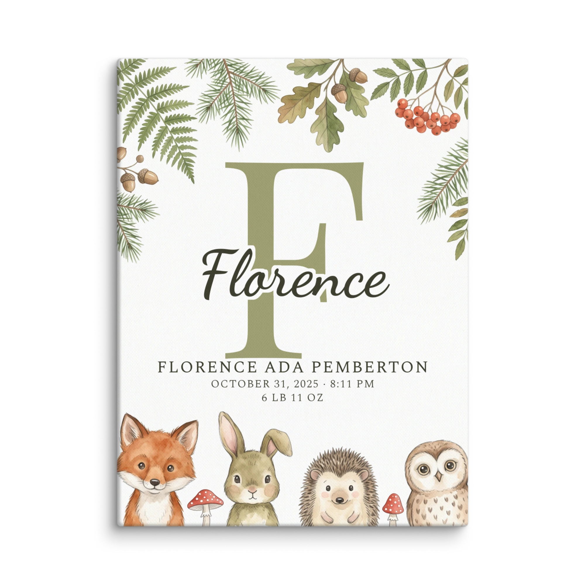 Nursery Name Art — Woodland Peekaboo