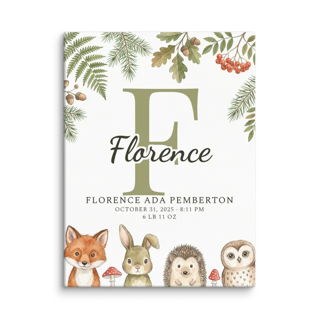 Nursery Name Art — Woodland Peekaboo
