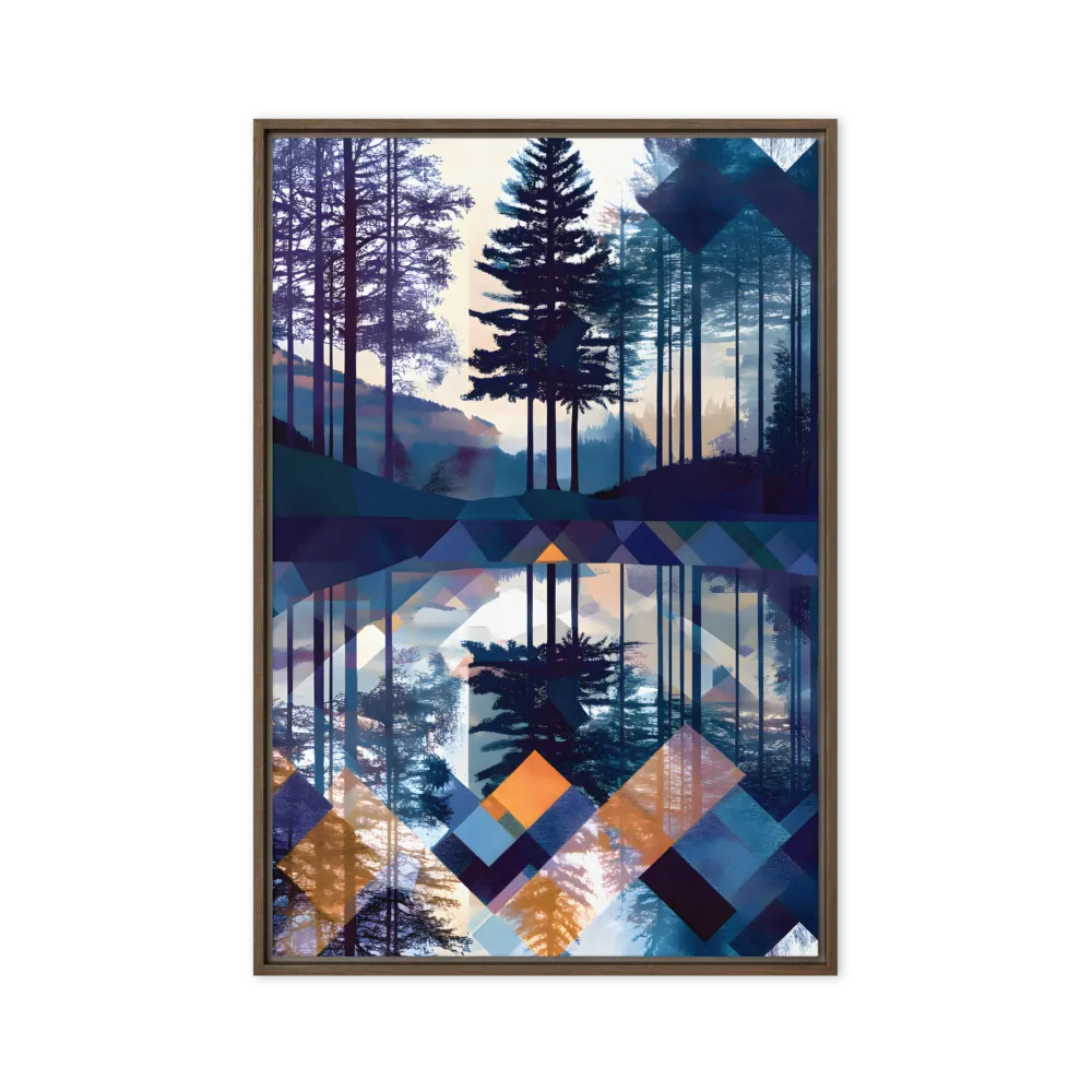 Geometric Forest Reflection 
 Canvas with White Frame