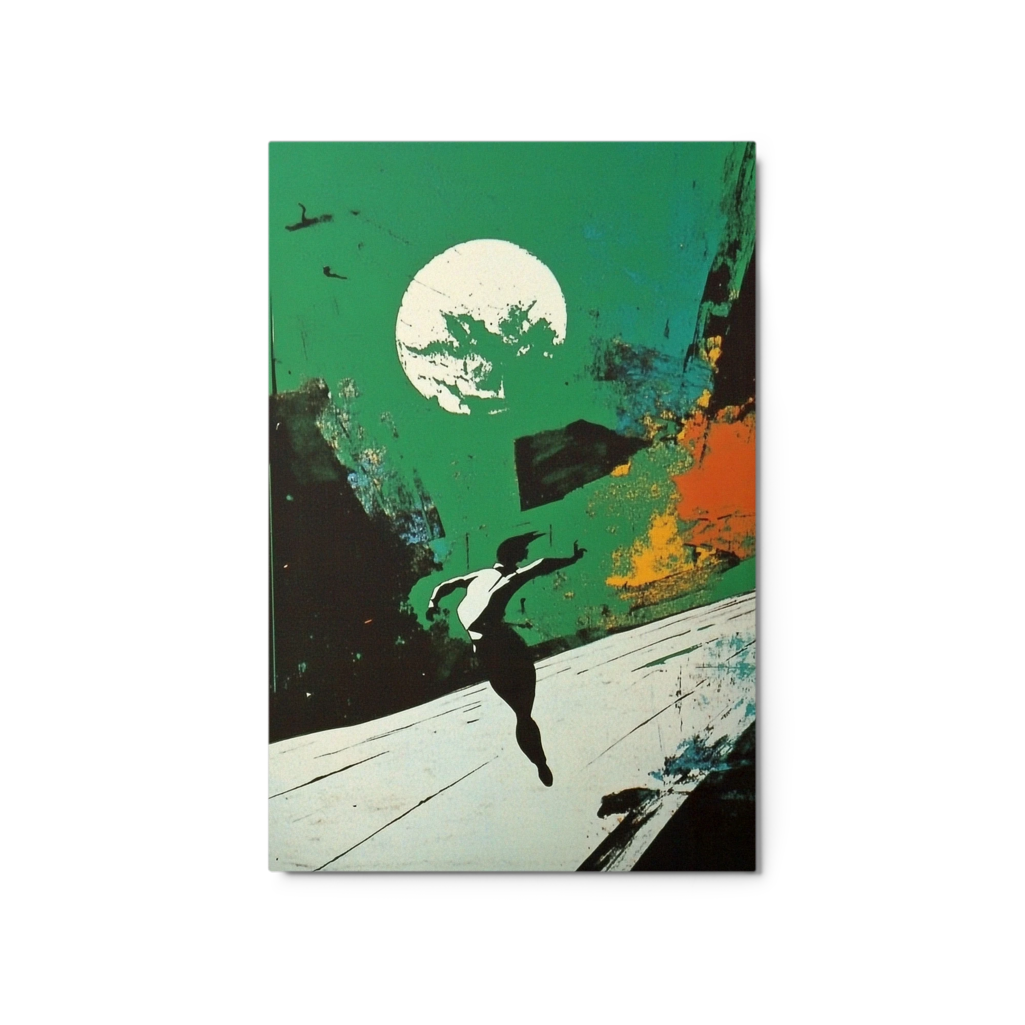 Abstract Running Silhouette with Moon
