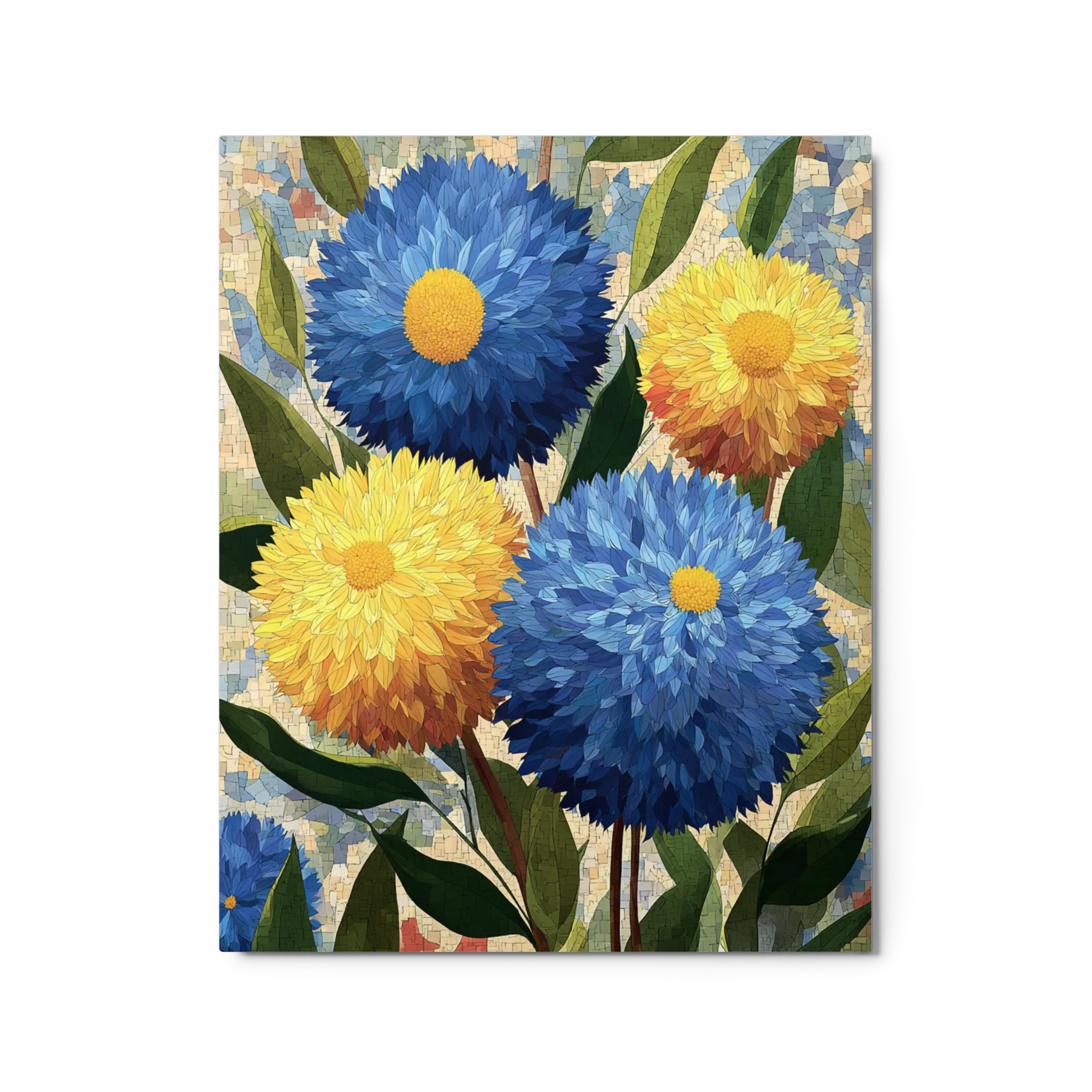 Mosaic Chrysanthemums | Art Print