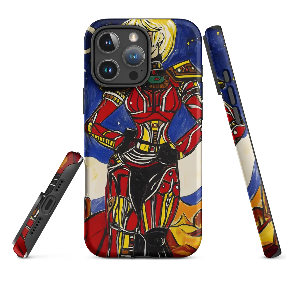 Futuristic Female Robot in Colorful Landscape