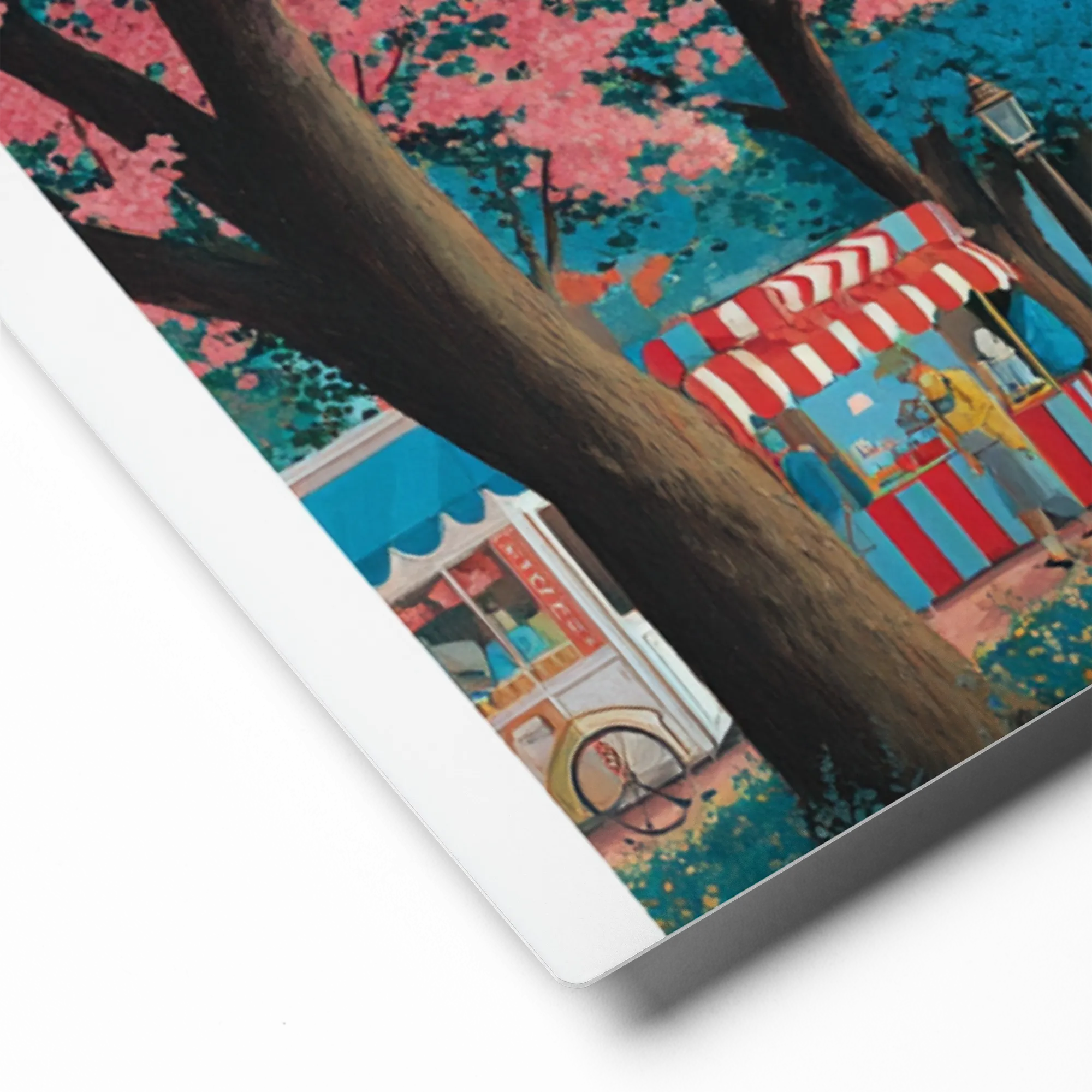 Stroll in the Pink Park 
 Poster with Red oak Frame | 18″x 18″