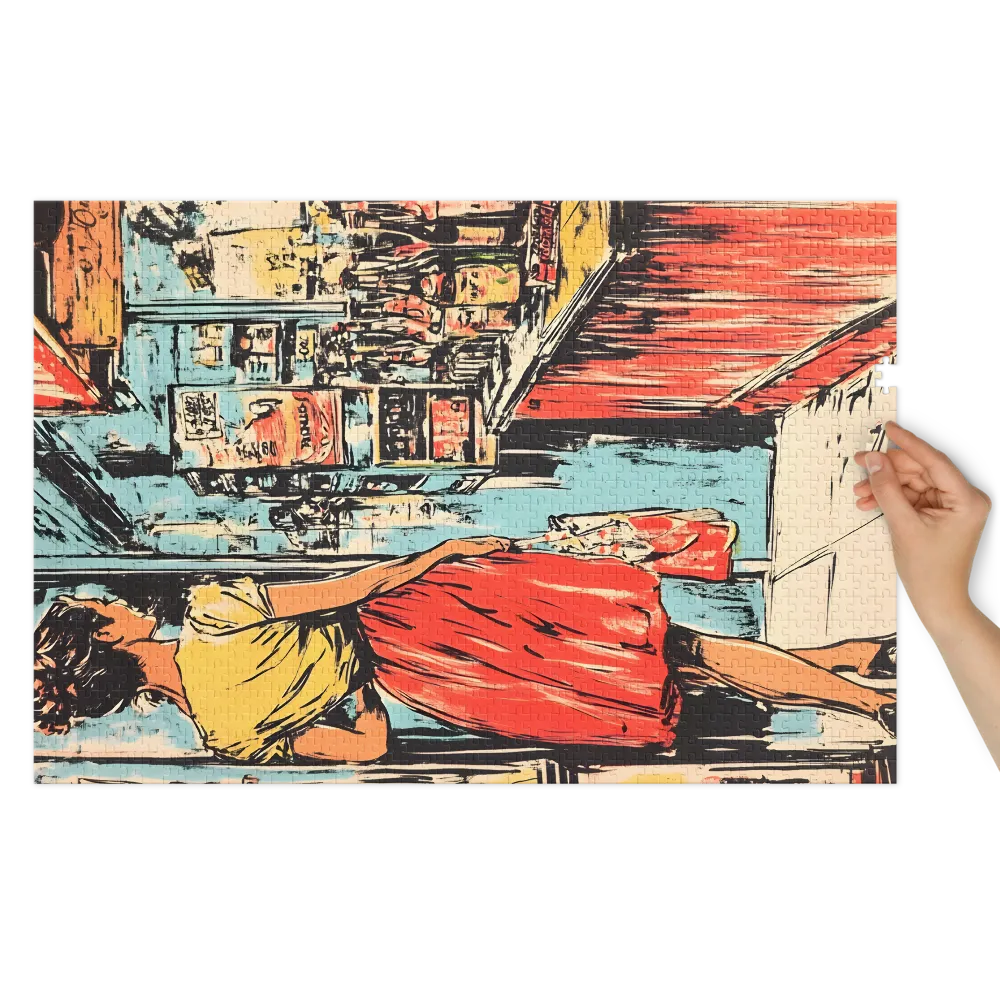 Retro Storefront Scene 
 Jigsaw Puzzle in Tin Box