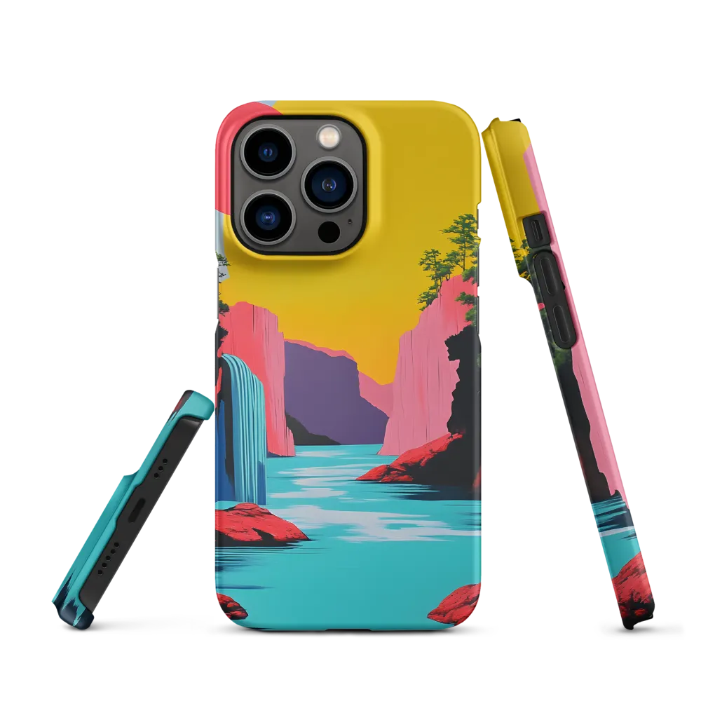 Surreal Landscape with Waterfall and Geometric Shapes | Phone Case
