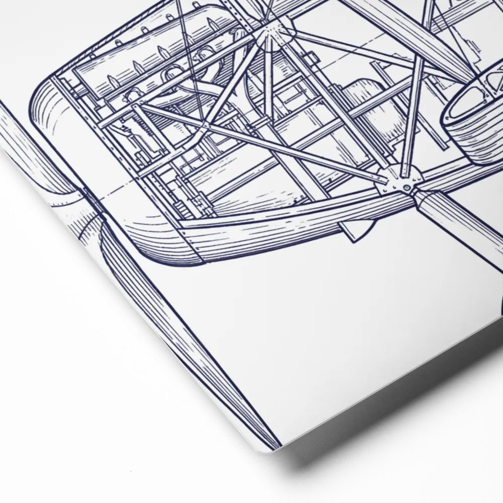 Vintage Biplane Blueprint 
 Canvas | 12″x 18″