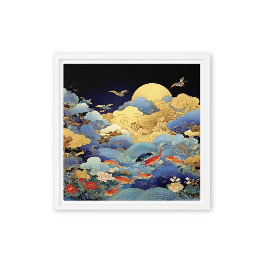Koi and Moon Waves | Art Print