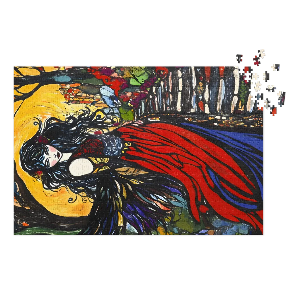 Fantasy Woman in Red Dress | Jigsaw Puzzle (252/520 pieces)
