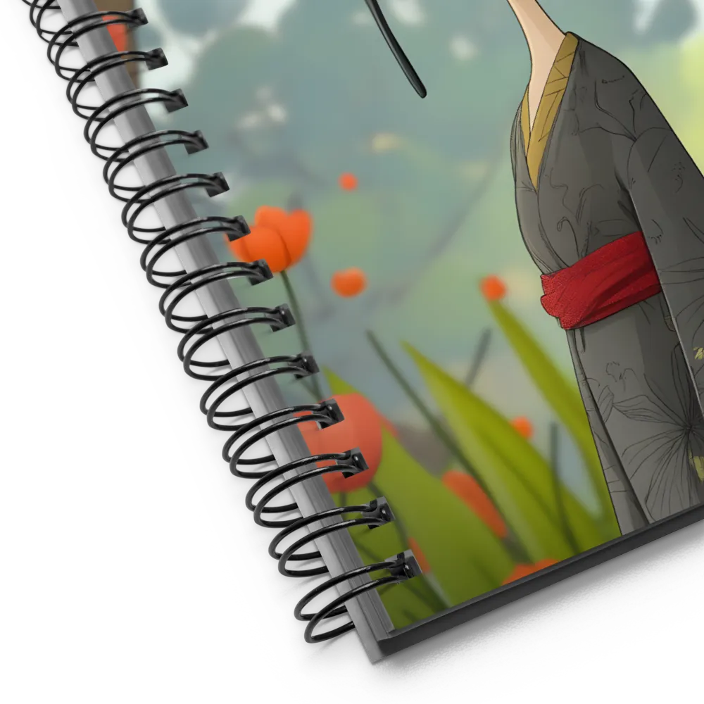 Pensive Kimono Girl 
 Spiral Notebook | 140 pages
