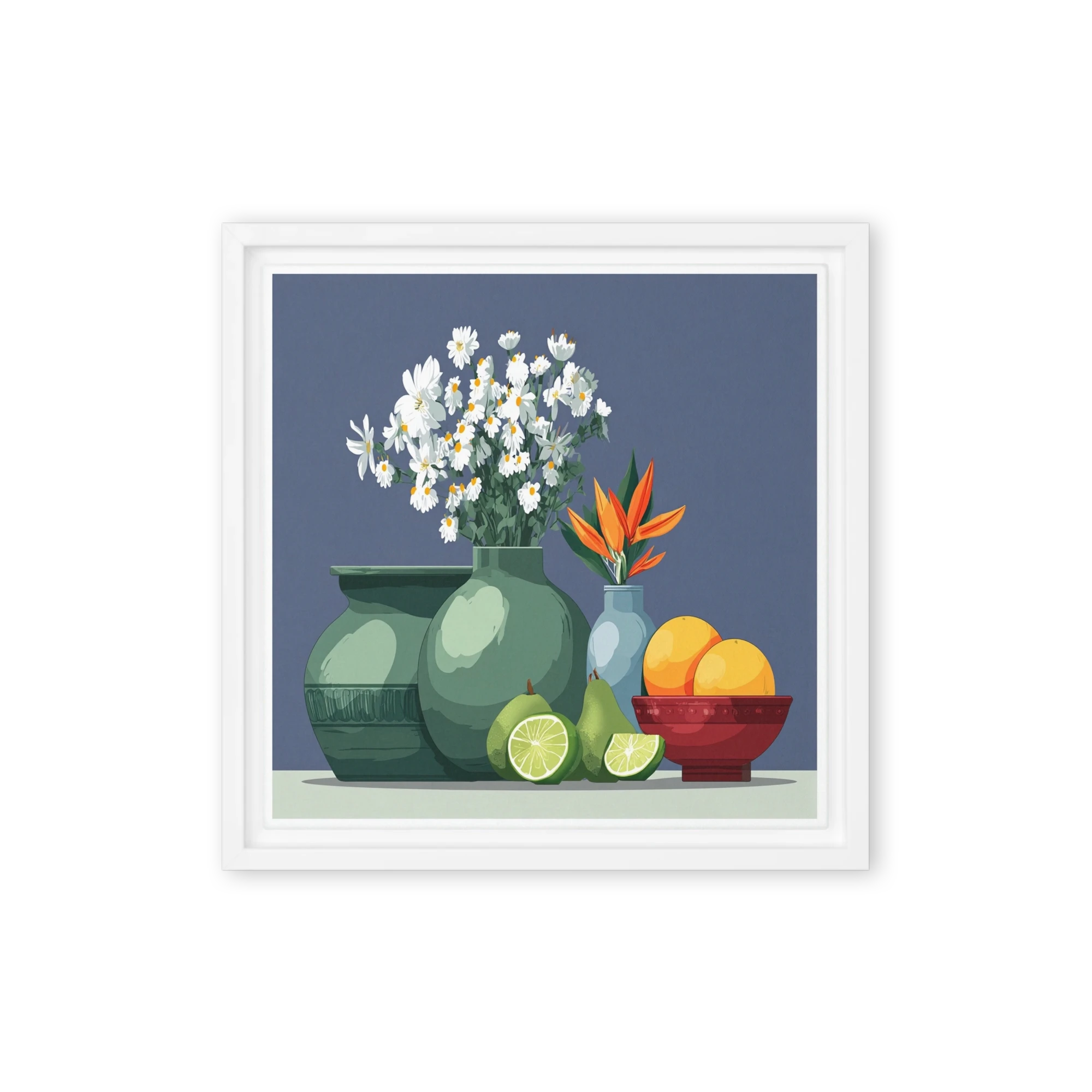 Still Life with Daisies and Citrus | Art Print