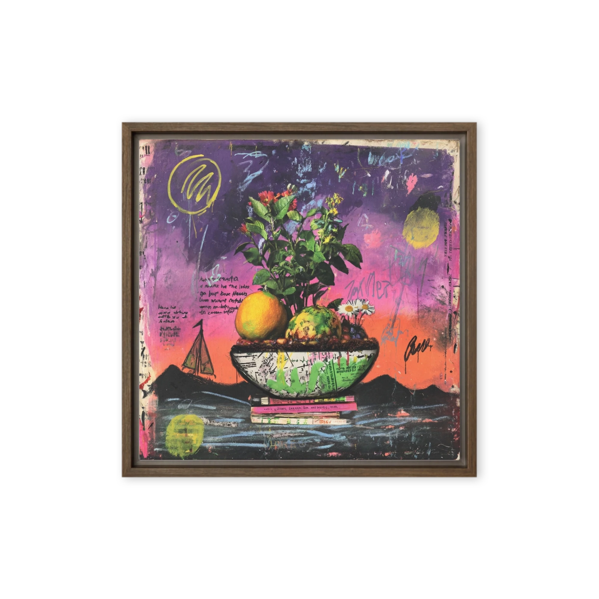 Botanical Still Life with Graffiti