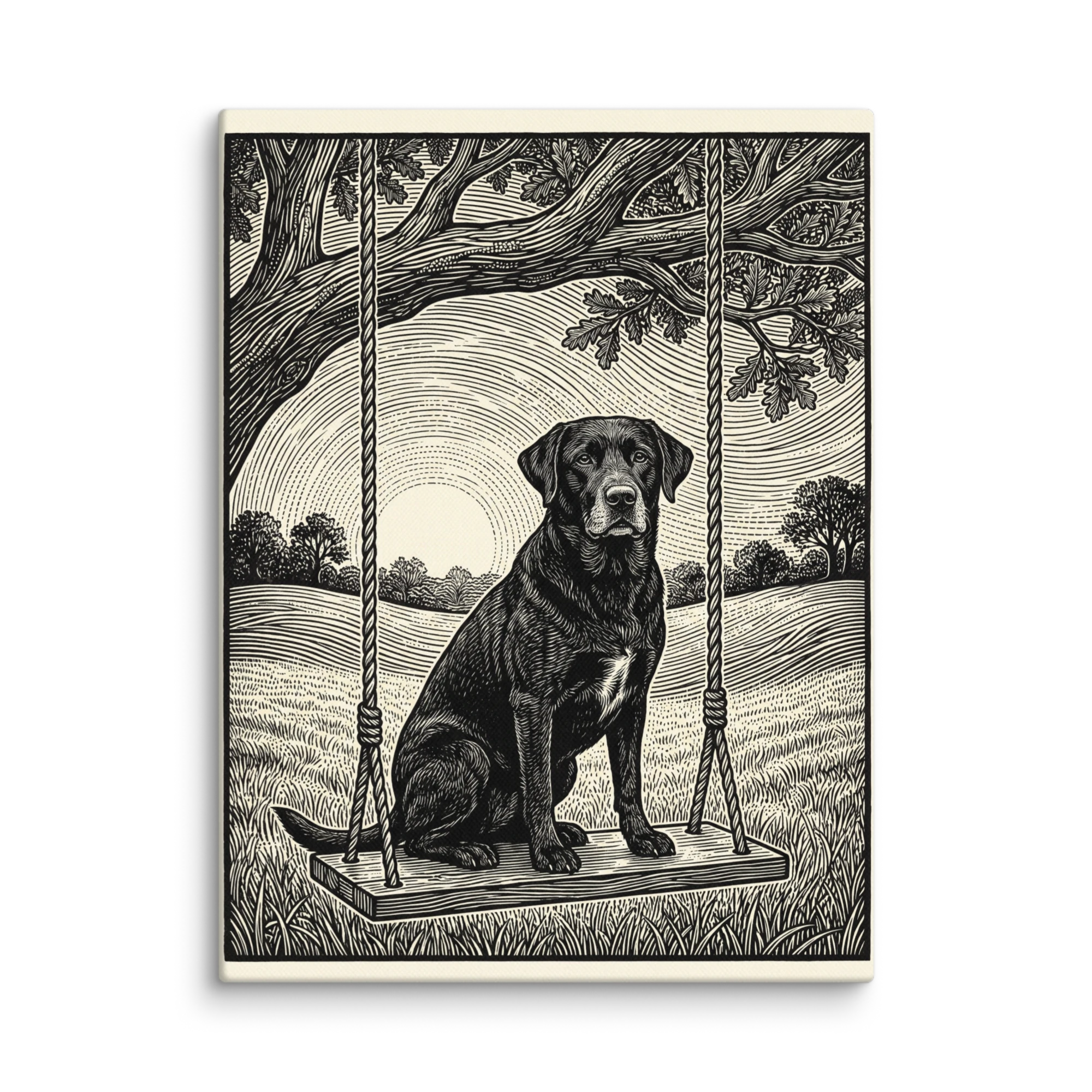 Pet Portrait — Folk Linocut