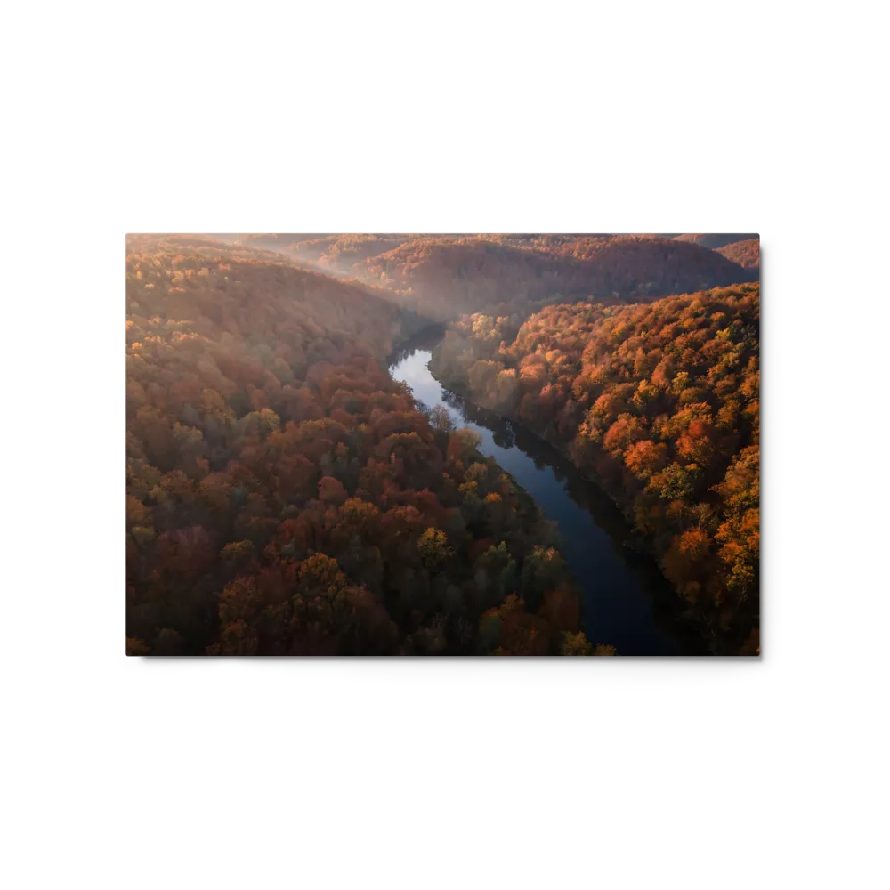 Serpentine Autumn River 
 Poster with Red oak Frame | 20″x 30″