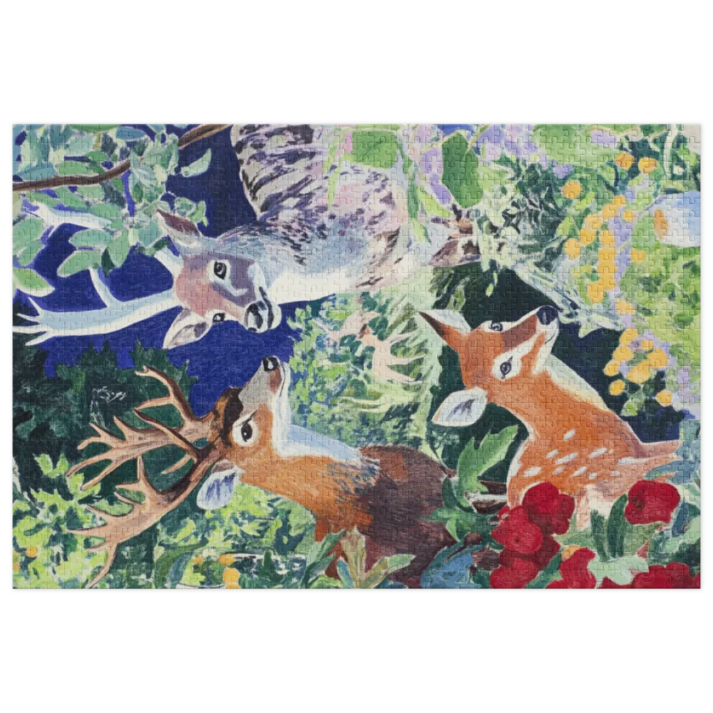Three Deer in a Lush Landscape | Jigsaw Puzzle (252/520 pieces)