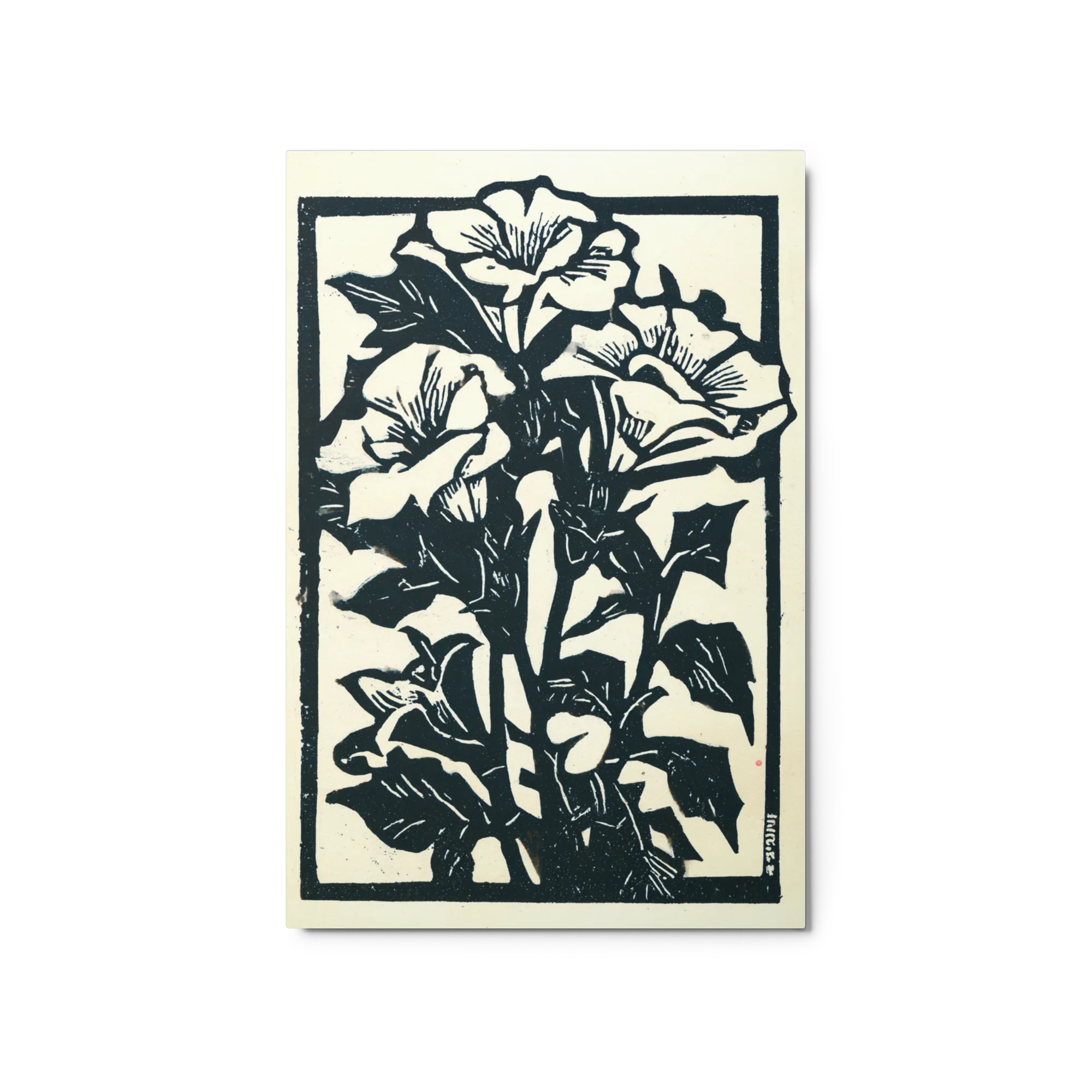Morning Glory Woodcut 
 Poster with Red oak Frame | 20″x 30″