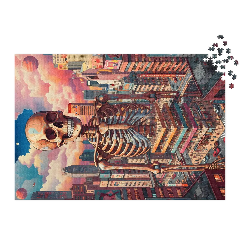 Colossal Skull Over City