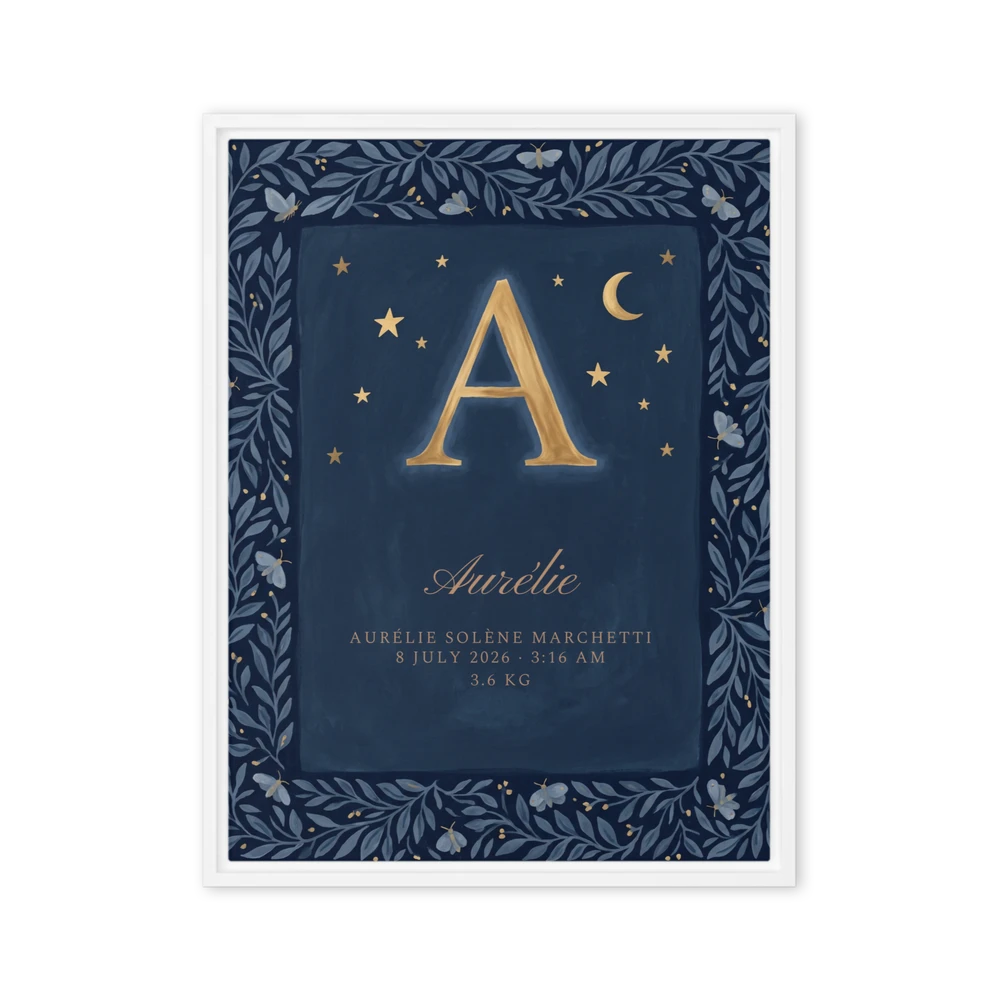 Nursery Name Art — Midnight Initial