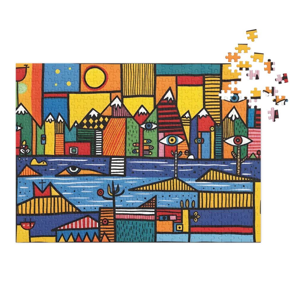 The Gazing Village Landscape 
 Jigsaw Puzzle in Tin Box