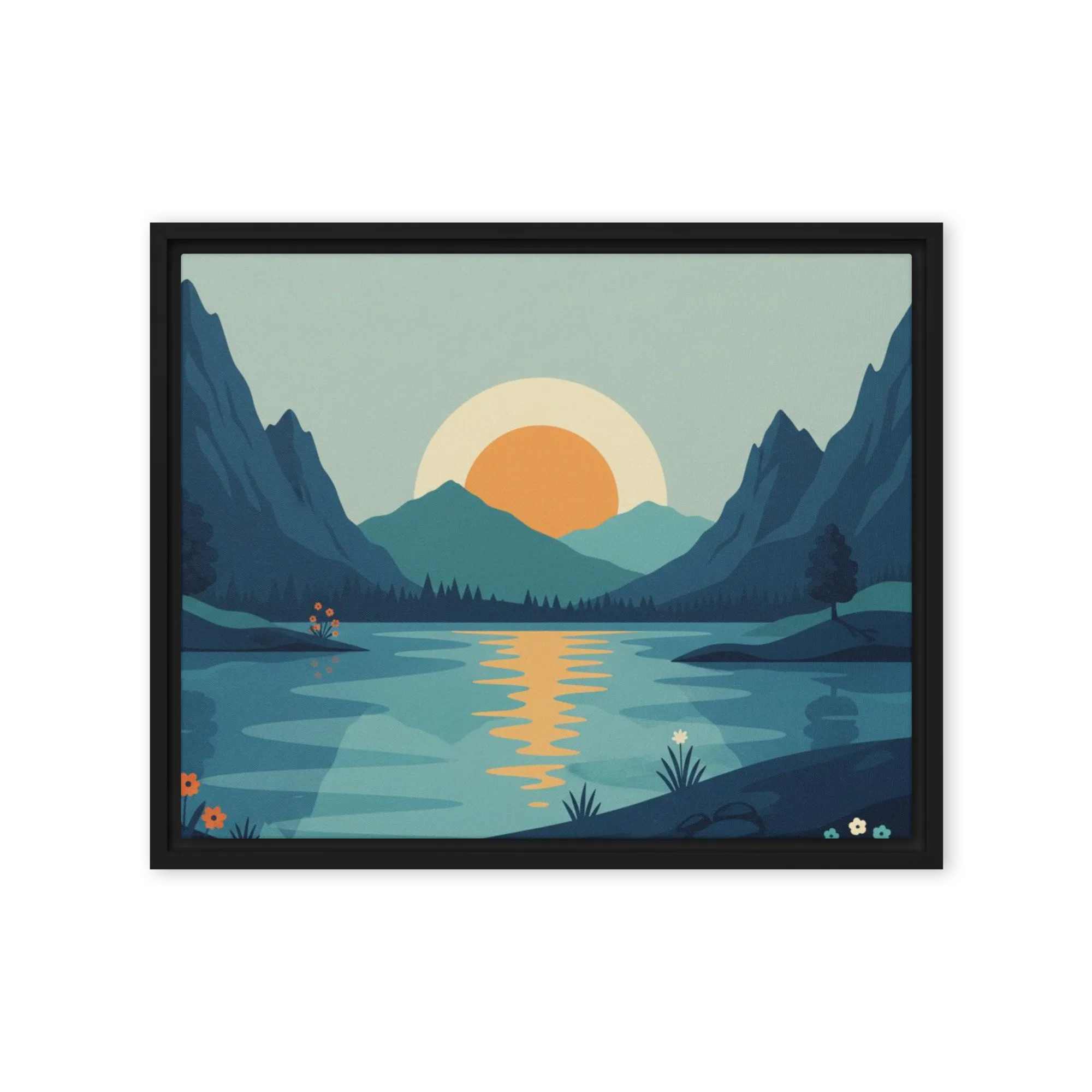 Sunset Over Mountain Lake