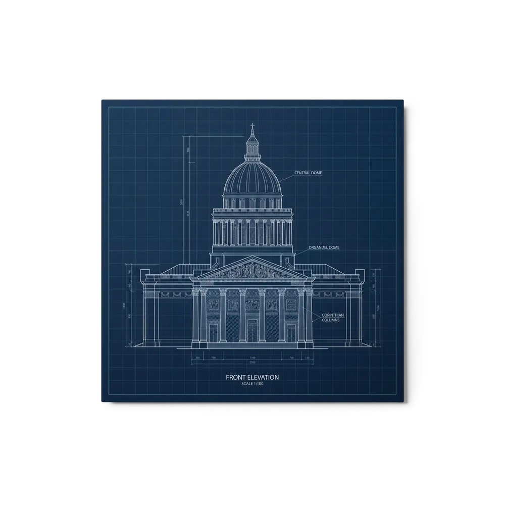 Neoclassical Building Blueprint | Art Print