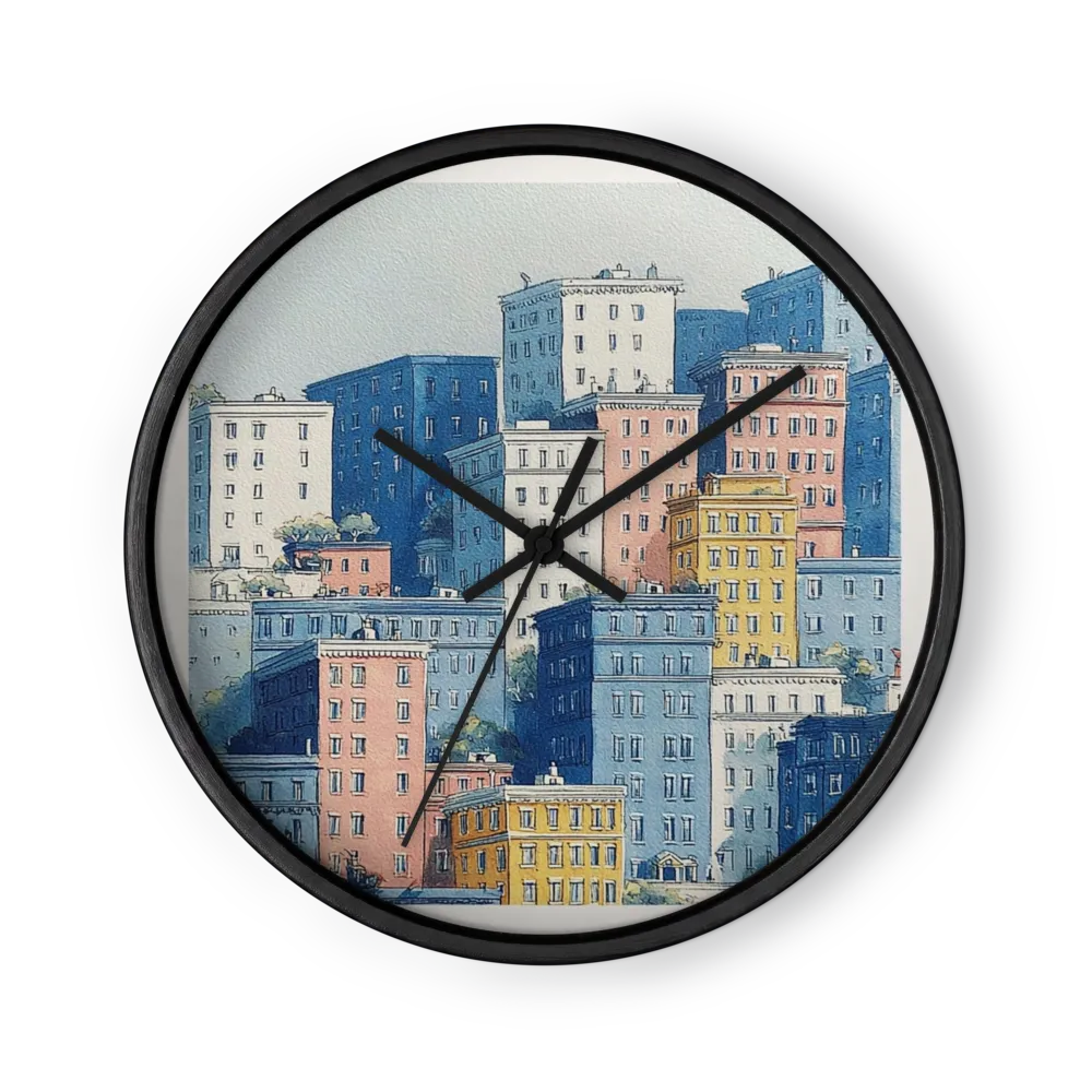 Stacked City Buildings | Wall Clock