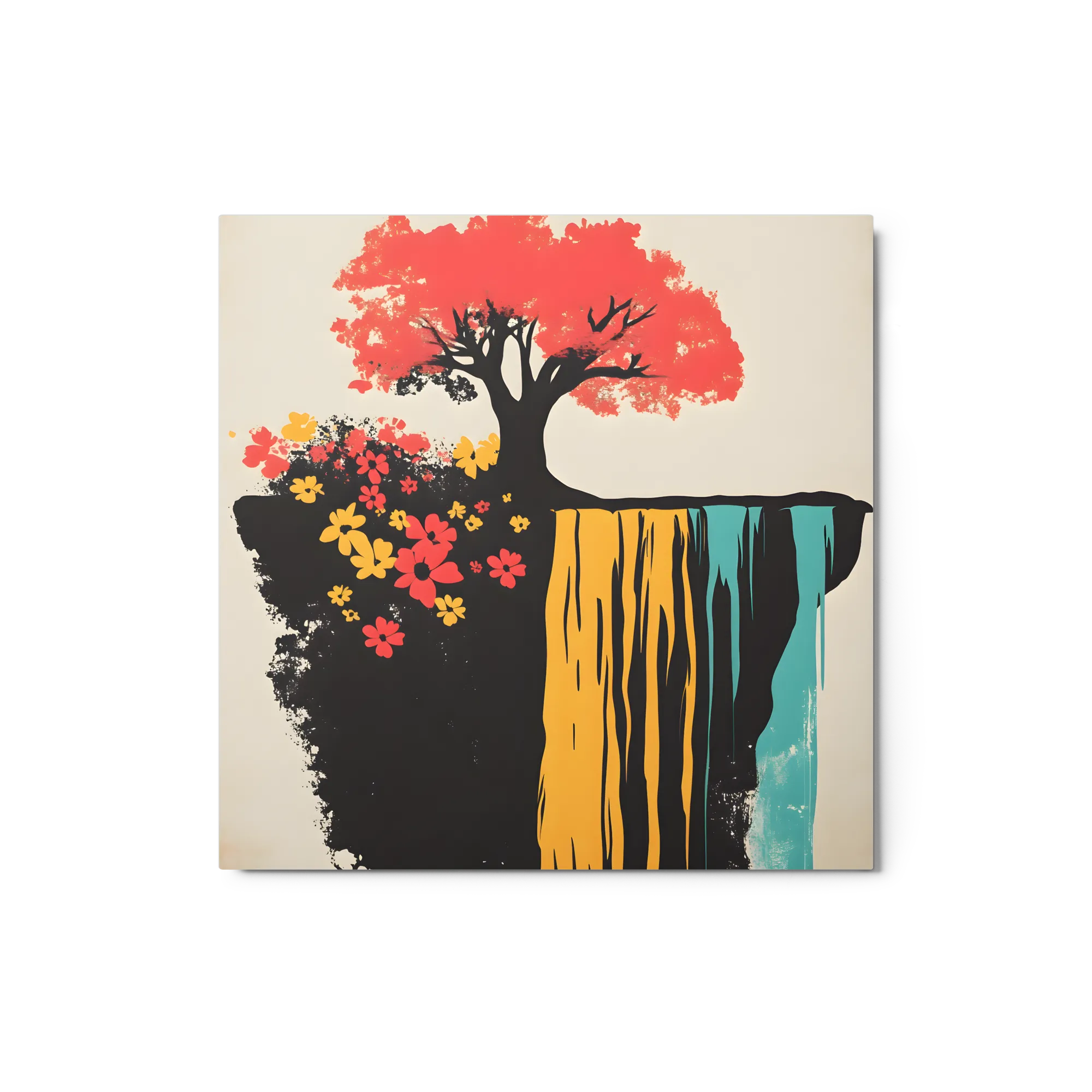 Tree and Waterfall Illustration