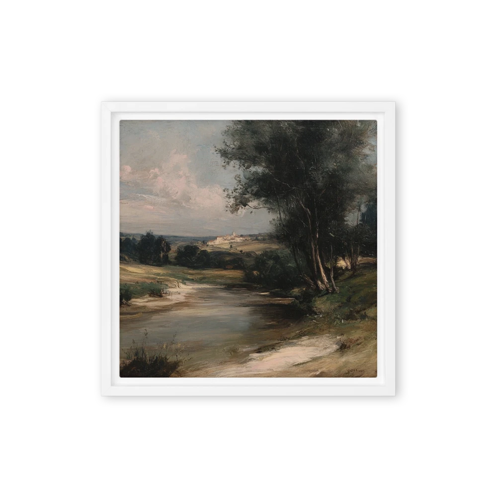 River View Towards the Village | Art Print