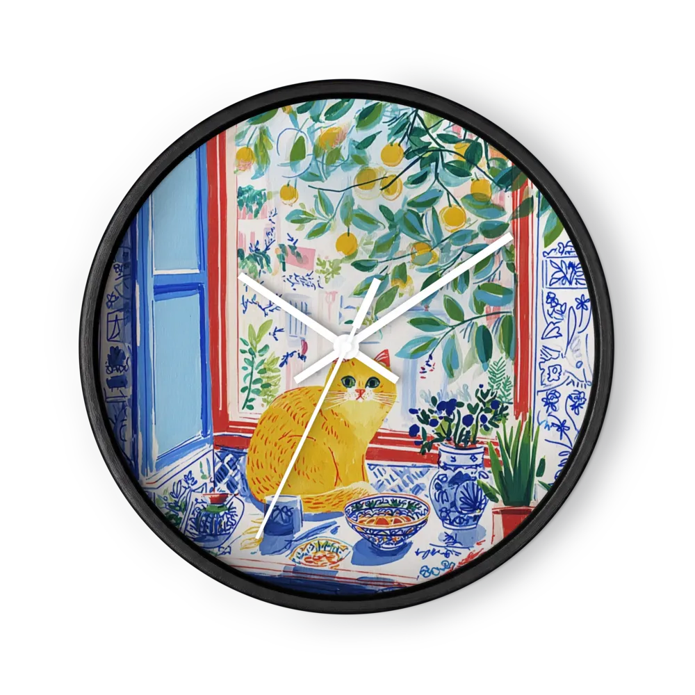 Yellow Cat on Mediterranean Windowsill