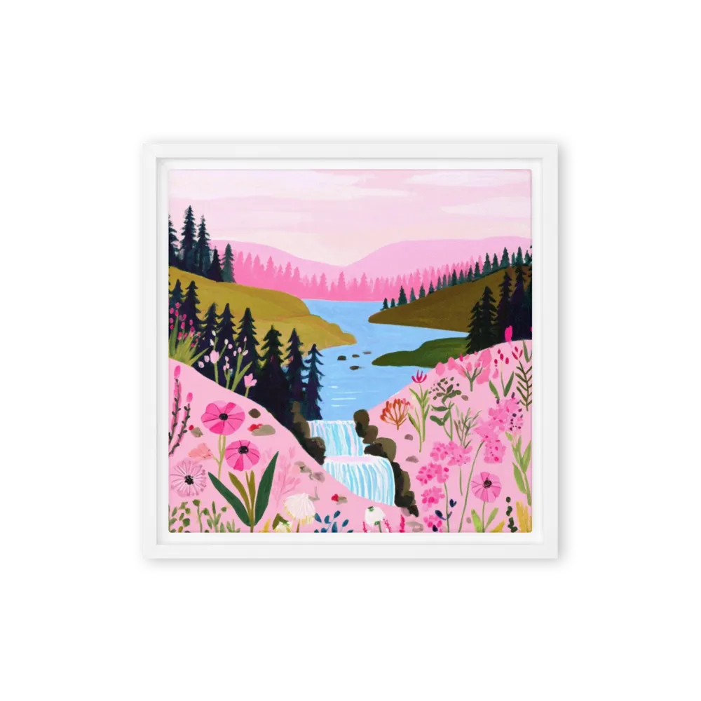 Pink Meadow Waterfall 
 Canvas | 8″x 8″