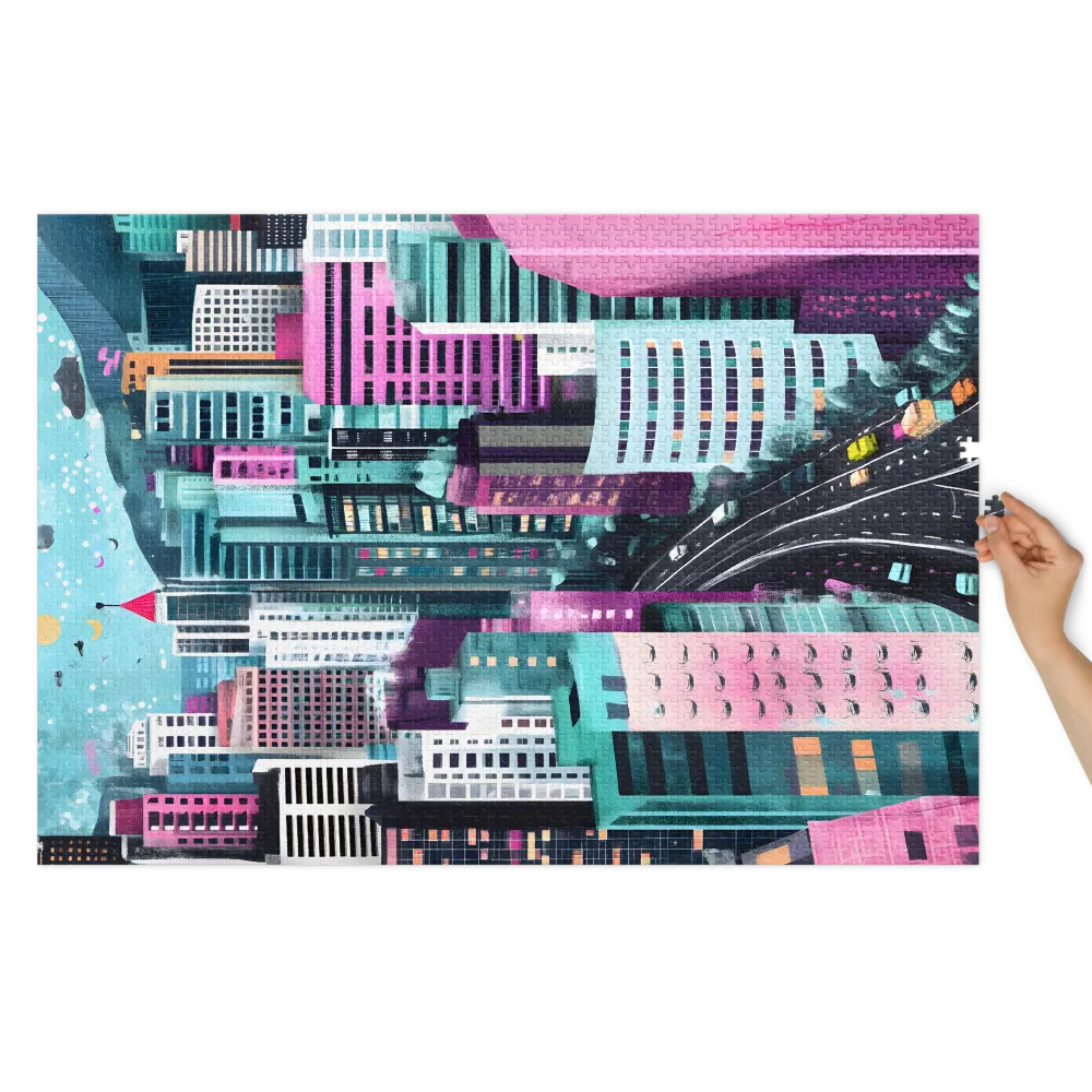 Vibrant Cityscape Dream 
 Jigsaw Puzzle in Tin Box