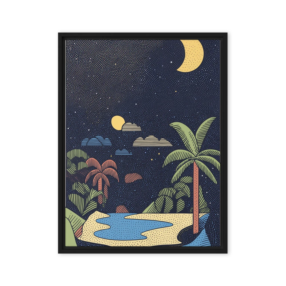 Moonlit Tropical Coast | Art Print