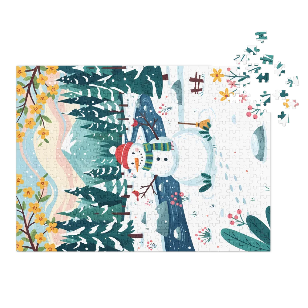Snowman by the Stream